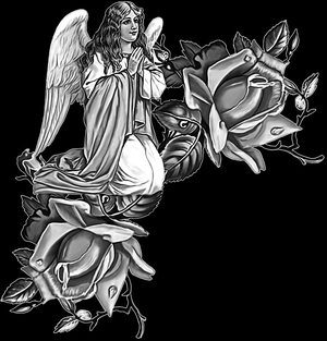 ангелок на розах - картинки для гравировки
